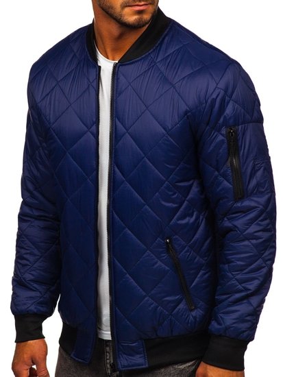 Chaqueta acolchada de entretiempo bomber para hombre azul oscuro Bolf MY-01A