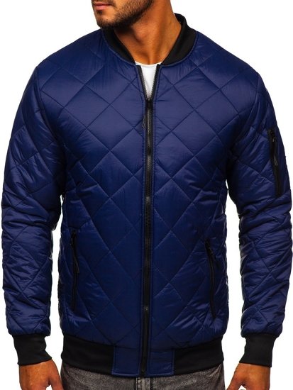 Chaqueta acolchada de entretiempo bomber para hombre azul oscuro Bolf MY-01A