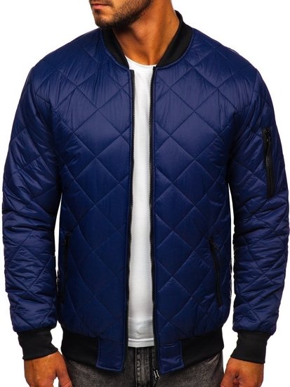 Chaqueta acolchada de entretiempo bomber para hombre azul oscuro Bolf MY-01A