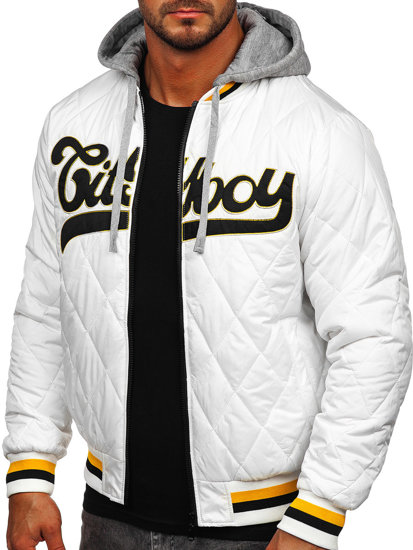 Chaqueta acolchada de entretiempo bomber para hombre blanco Bolf HSS058