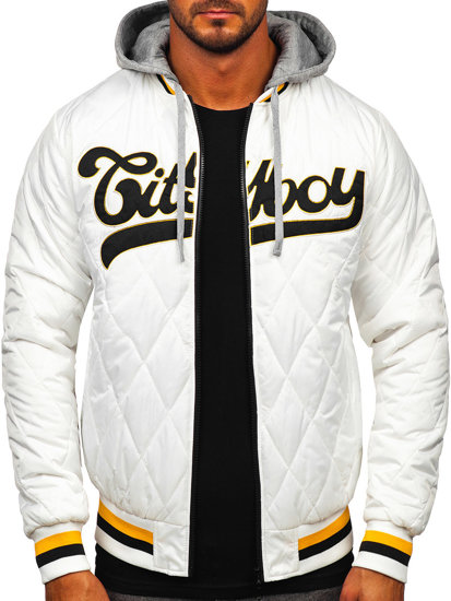 Chaqueta acolchada de entretiempo bomber para hombre blanco Bolf HSS058