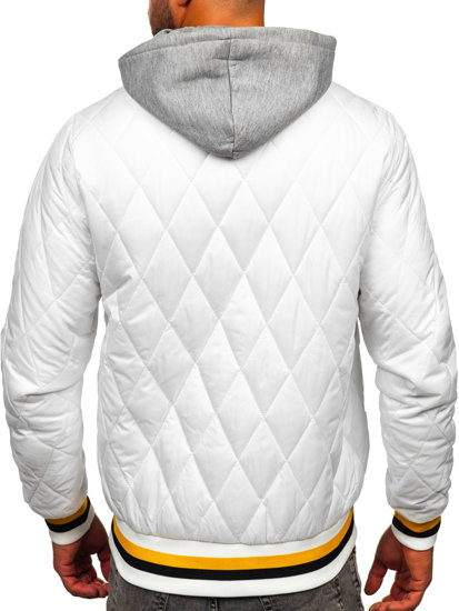 Chaqueta acolchada de entretiempo bomber para hombre blanco Bolf HSS058