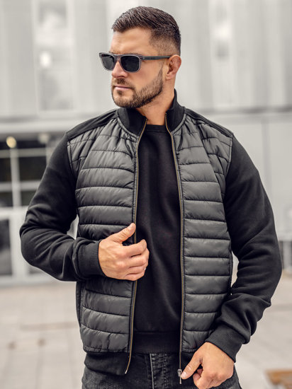 Chaqueta acolchada de entretiempo bomber para hombre negro Bolf 146307A