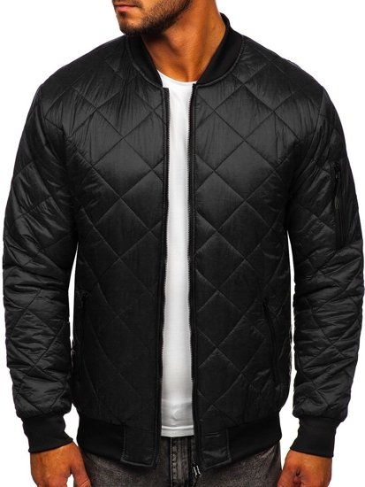 Chaqueta acolchada de entretiempo bomber para hombre negro Bolf MY-01A