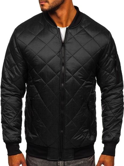 Chaqueta acolchada de entretiempo bomber para hombre negro Bolf MY-01A