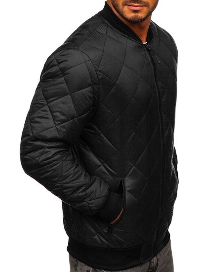 Chaqueta acolchada de entretiempo bomber para hombre negro Bolf MY-01A