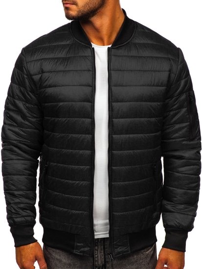 Chaqueta acolchada de entretiempo bomber para hombre negro Bolf MY-02A