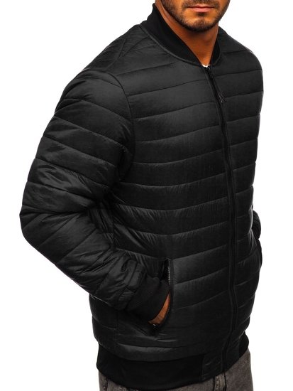 Chaqueta acolchada de entretiempo bomber para hombre negro Bolf MY-02A