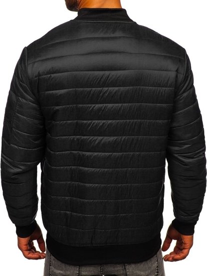 Chaqueta acolchada de entretiempo bomber para hombre negro Bolf MY-02A