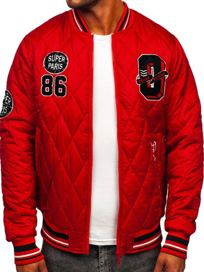 Chaqueta acolchada de entretiempo bomber para hombre rojo Bolf HSS057