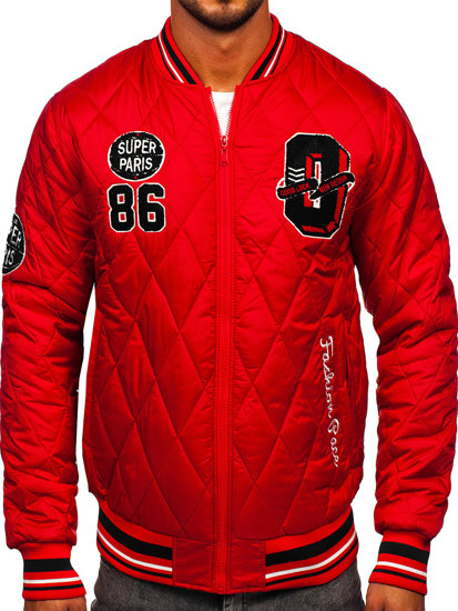 Chaqueta acolchada de entretiempo bomber para hombre rojo Bolf HSS057