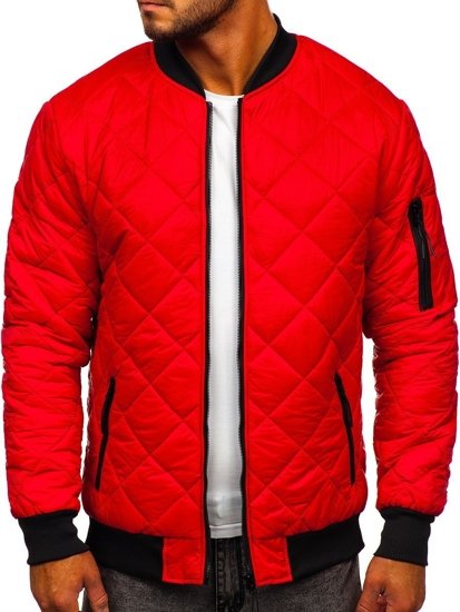 Chaqueta acolchada de entretiempo bomber para hombre rojo Bolf MY-01A