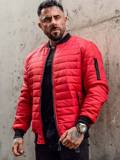 Chaqueta acolchada de entretiempo bomber para hombre rojo Bolf MY-02A