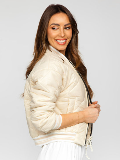 Chaqueta acolchada de entretiempo bomber para mujer beige Bolf 82556