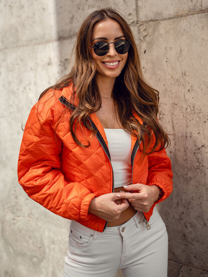 Chaqueta acolchada de entretiempo bomber para mujer naranja Bolf 82622