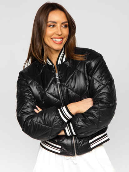 Chaqueta acolchada de entretiempo bomber para mujer negro Bolf 82556