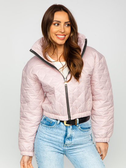 Chaqueta acolchada de entretiempo bomber para mujer rosa pastel Bolf 82622