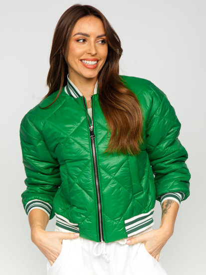 Chaqueta acolchada de entretiempo bomber para mujer verde Bolf 82556