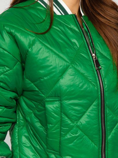 Chaqueta acolchada de entretiempo bomber para mujer verde Bolf 82556