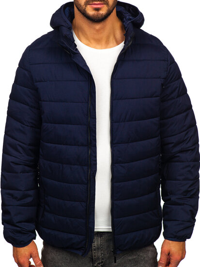 Chaqueta acolchada de entretiempo con capucha para hombre azul oscuro Bolf 5M3197