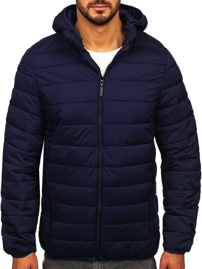 Chaqueta acolchada de entretiempo con capucha para hombre azul oscuro Bolf 5M3197