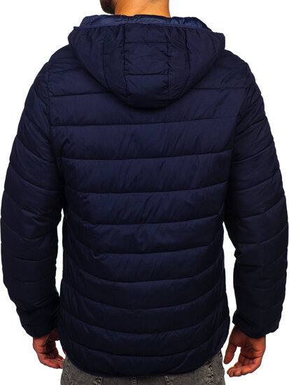 Chaqueta acolchada de entretiempo con capucha para hombre azul oscuro Bolf 5M3197