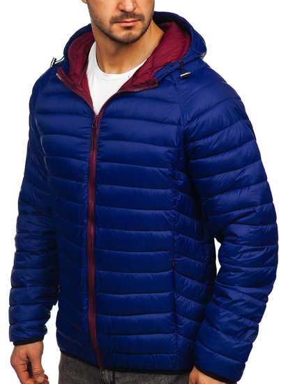 Chaqueta acolchada de entretiempo con capucha para hombre color azul oscuro Bolf 13022