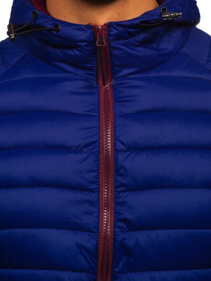 Chaqueta acolchada de entretiempo con capucha para hombre color azul oscuro Bolf 13022