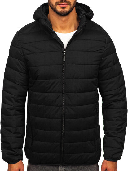 Chaqueta acolchada de entretiempo con capucha para hombre negro Bolf 5M3197