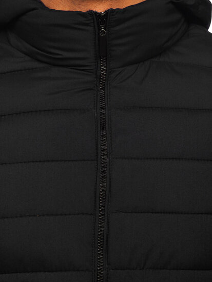 Chaqueta acolchada de entretiempo con capucha para hombre negro Bolf 5M3197