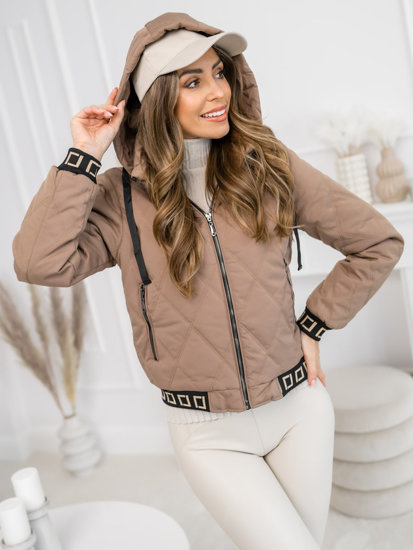 Chaqueta acolchada de entretiempo con capucha para mujer camel Bolf 16M9085