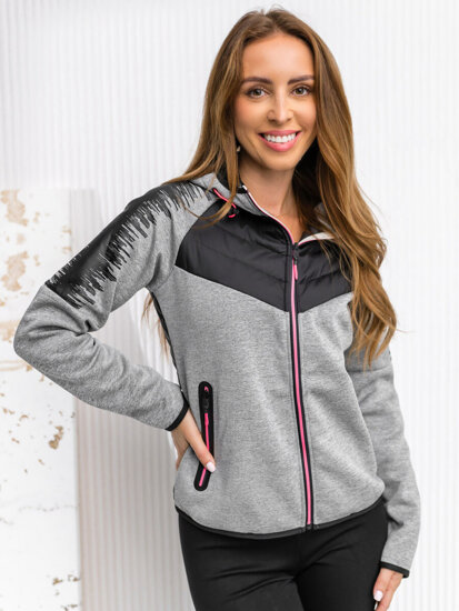 Chaqueta acolchada de entretiempo con capucha para mujer gris Bolf KSW4007A1