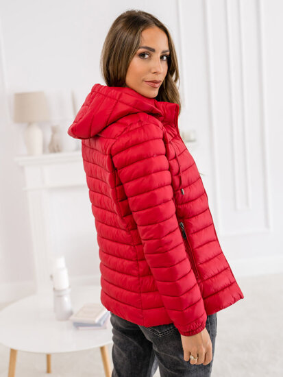 Chaqueta acolchada de entretiempo con capucha para mujer rojo Bolf 16M9101