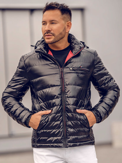 Chaqueta acolchada de entretiempo deportiva para hombre negro Bolf 2147A