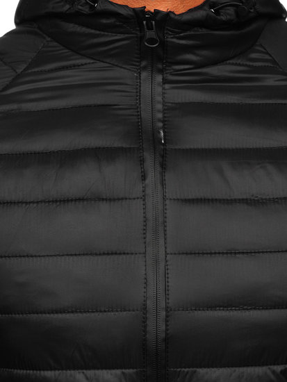 Chaqueta acolchada de entretiempo deportiva para hombre negro Bolf HM112