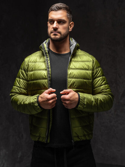 Chaqueta acolchada de entretiempo deportiva para hombre verde Bolf BK111A1