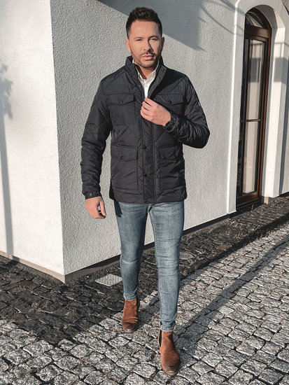 Chaqueta acolchada de entretiempo para hombre color azul oscuro Bolf 22M15