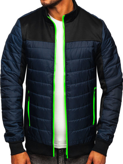 Chaqueta acolchada de entretiempo para hombre color azul oscuro Bolf M10012