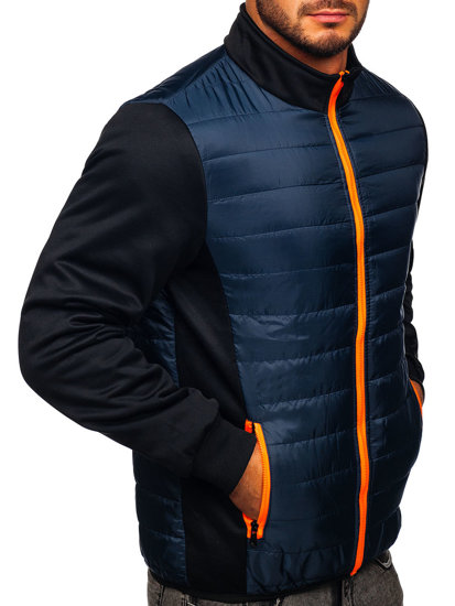 Chaqueta acolchada de entretiempo para hombre color azul oscuro Bolf M10013