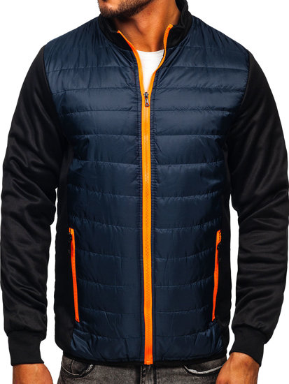 Chaqueta acolchada de entretiempo para hombre color azul oscuro Bolf M10013