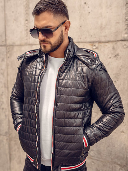 Chaqueta acolchada de entretiempo para hombre negro Bolf 6191A