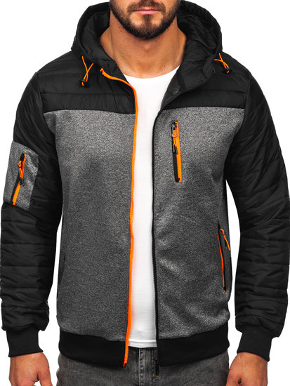 Chaqueta acolchada de entretiempo para hombre negro Bolf 8M902