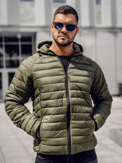 Chaqueta acolchada de entretiempo para hombre verde Bolf 13021A