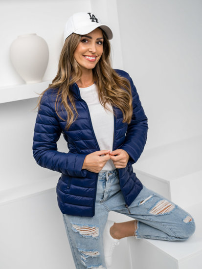 Chaqueta acolchada de entretiempo para mujer azul oscuro Bolf 16M9111