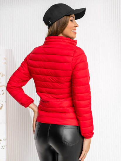 Chaqueta acolchada de entretiempo para mujer color rojo oscuro Bolf 1141