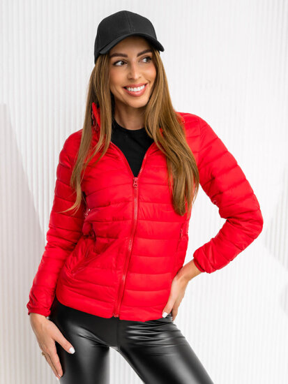 Chaqueta acolchada de entretiempo para mujer color rojo oscuro Bolf 1141