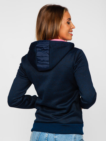 Chaqueta acolchada de entretiempo para mujer con capucha color azul oscuro Denley KSW4001