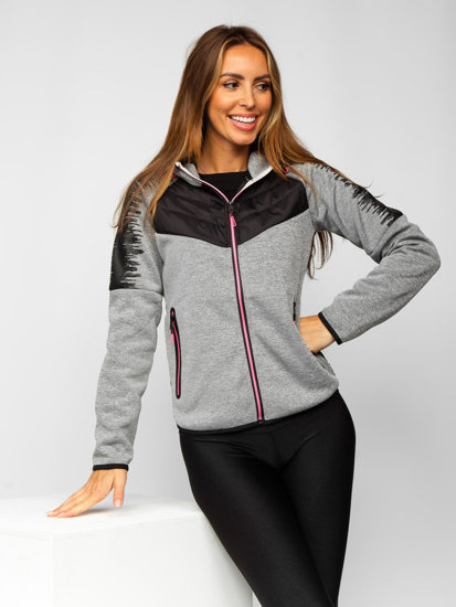 Chaqueta acolchada de entretiempo para mujer con capucha color gris Denley KSW4007