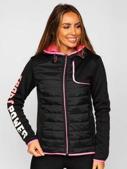 Chaqueta acolchada de entretiempo para mujer con capucha color negro Denley KSW4008