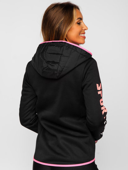 Chaqueta acolchada de entretiempo para mujer con capucha color negro Denley KSW4008